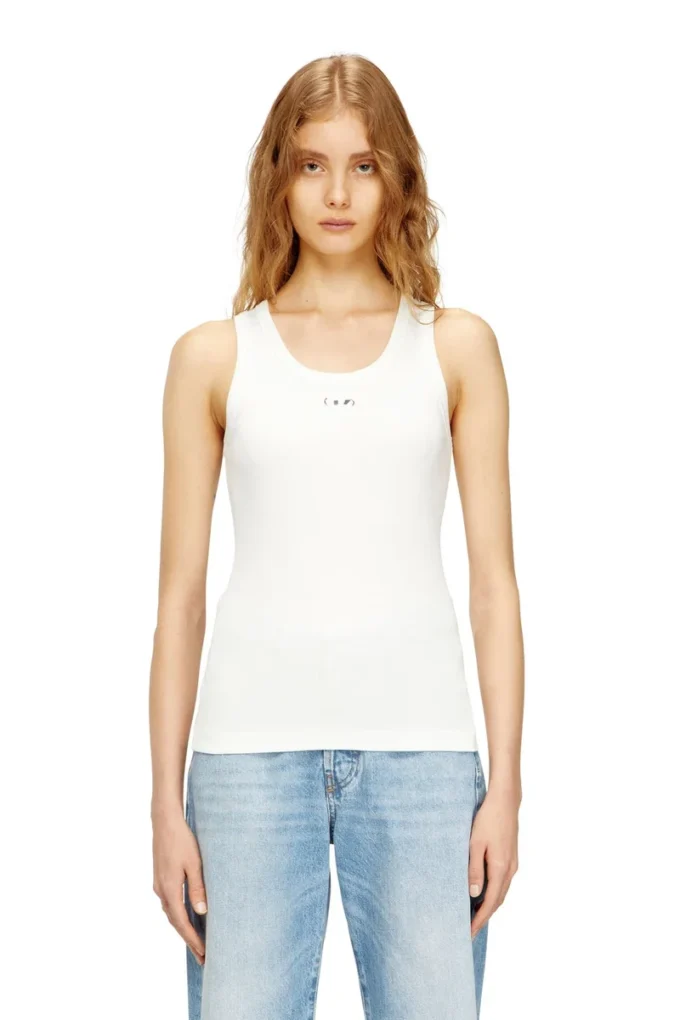 t-anki-od Slim ribbad linne med metalliskt Oval D t-anki-od Slim ribbad linne med metalliskt Oval D