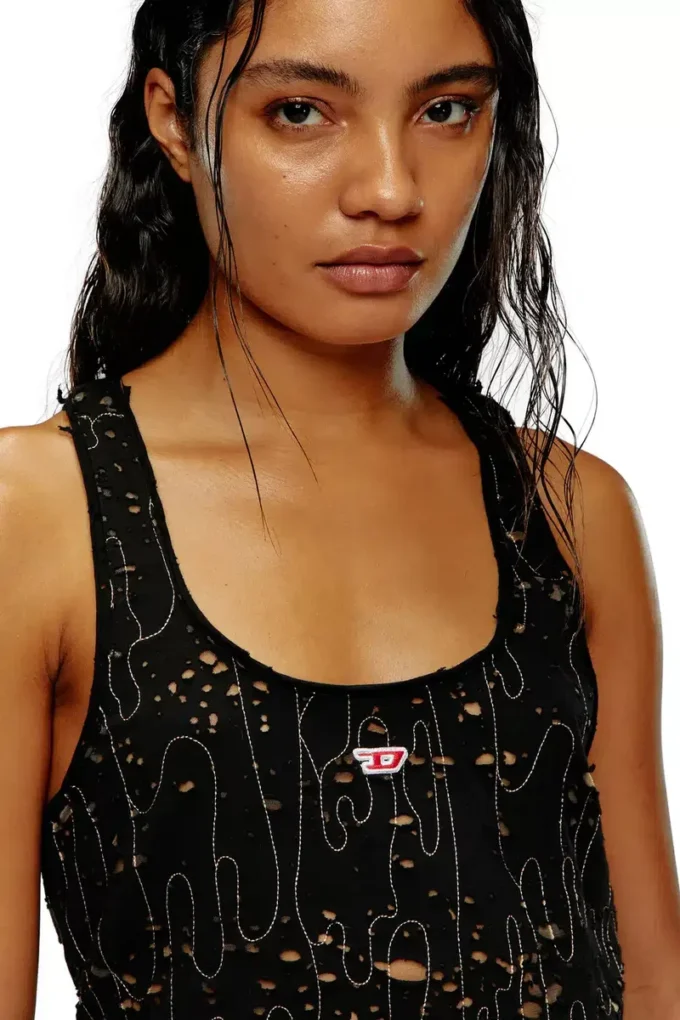 t-bils-dev Tulle-linne med sliten jersey t-bils-dev Tulle-linne med sliten jersey
