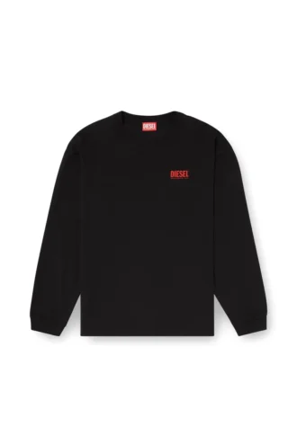 t-boxt-ls-bisk Avslappnad långärmad T-shirt med Diesel-logotyper