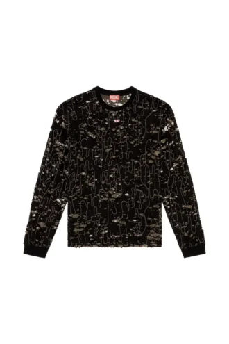 t-boxt-ls-devor T-shirt i tyll med sliten jersey t-boxt-ls-devor T-shirt i tyll med sliten jersey
