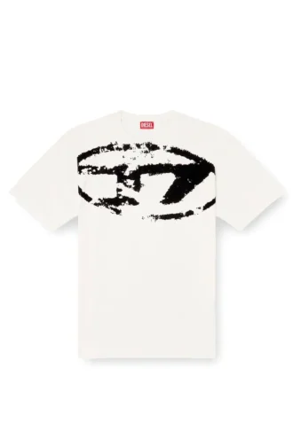 t-boxt-n14 T-shirt med slitna flockade logotyper t-boxt-n14 T-shirt med slitna flockade logotyper