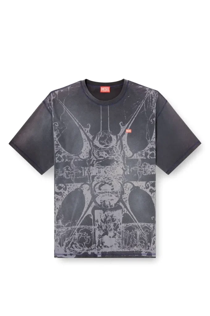 t-boxt-t13 T-shirt med tonalt medeltida tryck t-boxt-t13 T-shirt med tonalt medeltida tryck