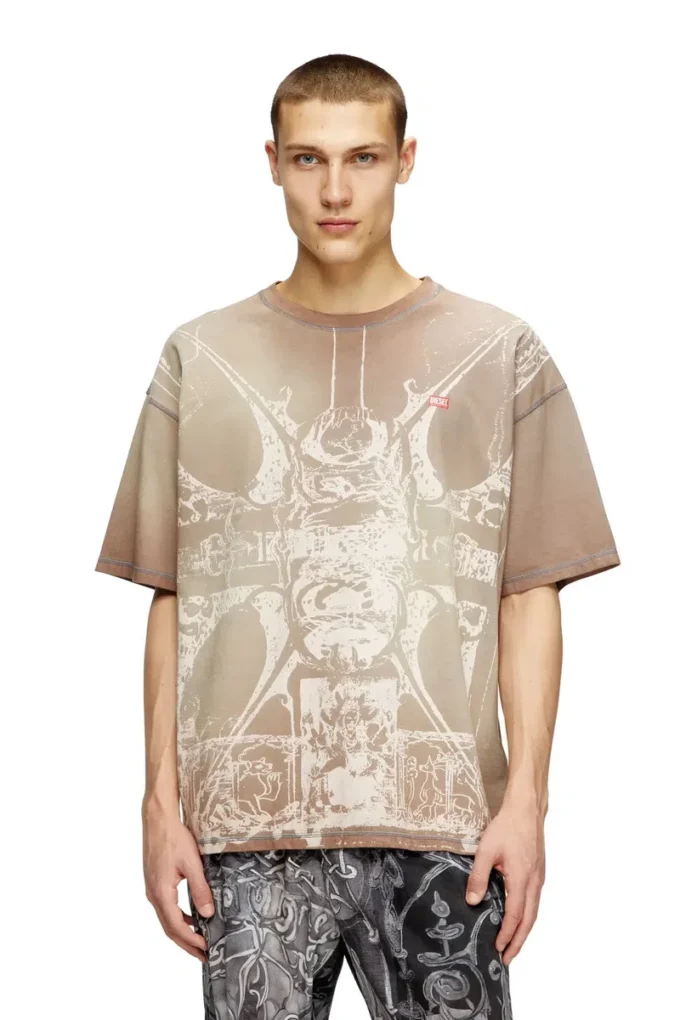 t-boxt-t13 T-shirt med tonalt medeltida tryck t-boxt-t13 T-shirt med tonalt medeltida tryck
