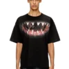 t-boxt-t21 Bomullst-shirt med hajmunstryck t-boxt-t21 Bomullst-shirt med hajmunstryck