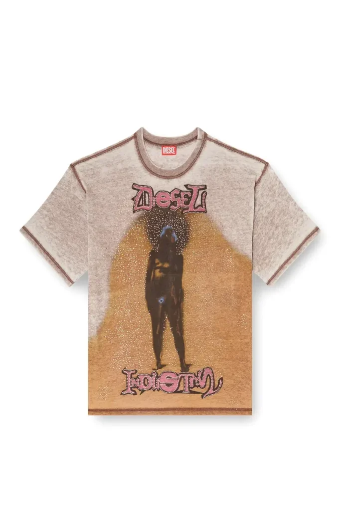 t-boxt-v12 Avslappnad T-shirt med tryck och nitar