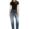 t-ele-long-od Slim fit ribbad T-shirt med metalliskt Oval D t-ele-long-od Slim fit ribbad T-shirt med metalliskt Oval D