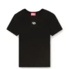 t-ele-long-od Slim fit ribbad T-shirt med metalliskt Oval D t-ele-long-od Slim fit ribbad T-shirt med metalliskt Oval D
