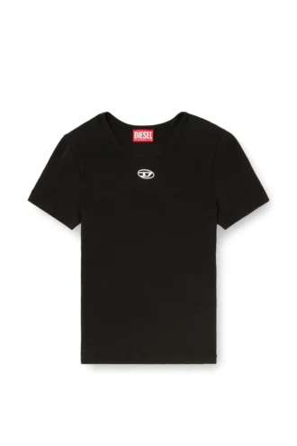 t-ele-long-od Slim fit ribbad T-shirt med metalliskt Oval D t-ele-long-od Slim fit ribbad T-shirt med metalliskt Oval D