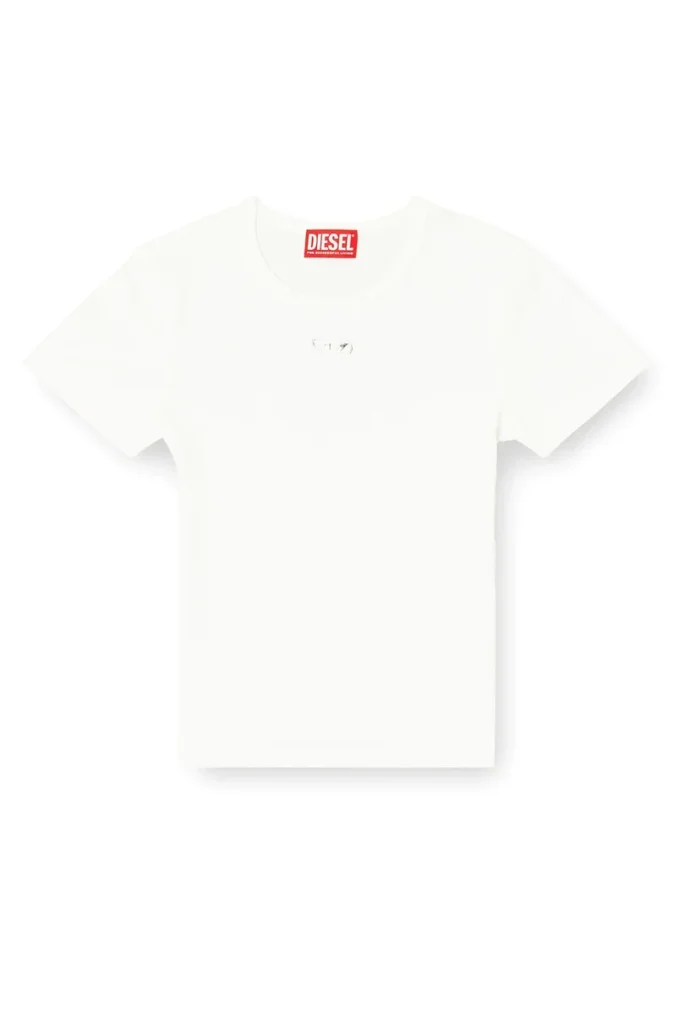 t-ele-long-od Slim fit ribbad T-shirt med metalliskt Oval D t-ele-long-od Slim fit ribbad T-shirt med metalliskt Oval D