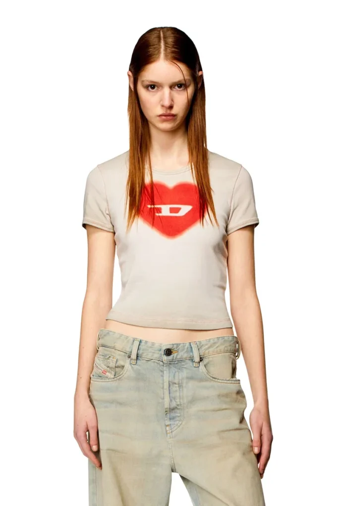 t-ele Ribbad T-shirt med akvarellhjärta D