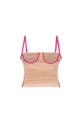 t-hailyna Rynkad mesh-top med kantband