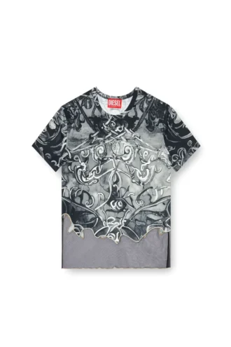 t-inlay Nylon-T-shirt med heraldiskt tryck