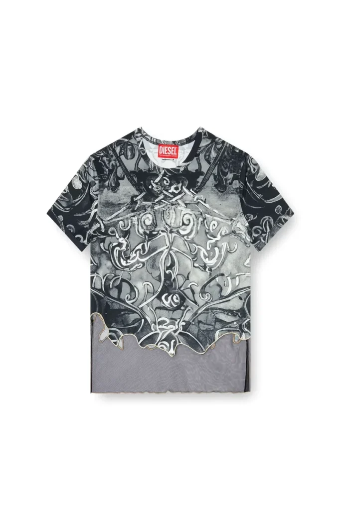 t-inlay Nylon-T-shirt med heraldiskt tryck t-inlay Nylon-T-shirt med heraldiskt tryck