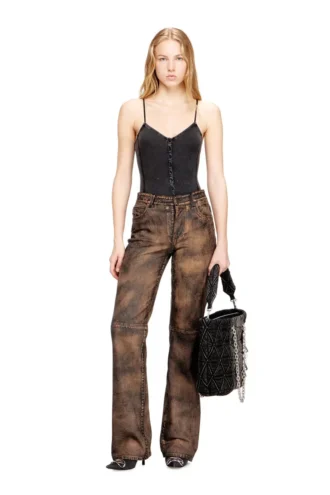 t-ley Stringbodysuit i marmorerad ribbad jersey