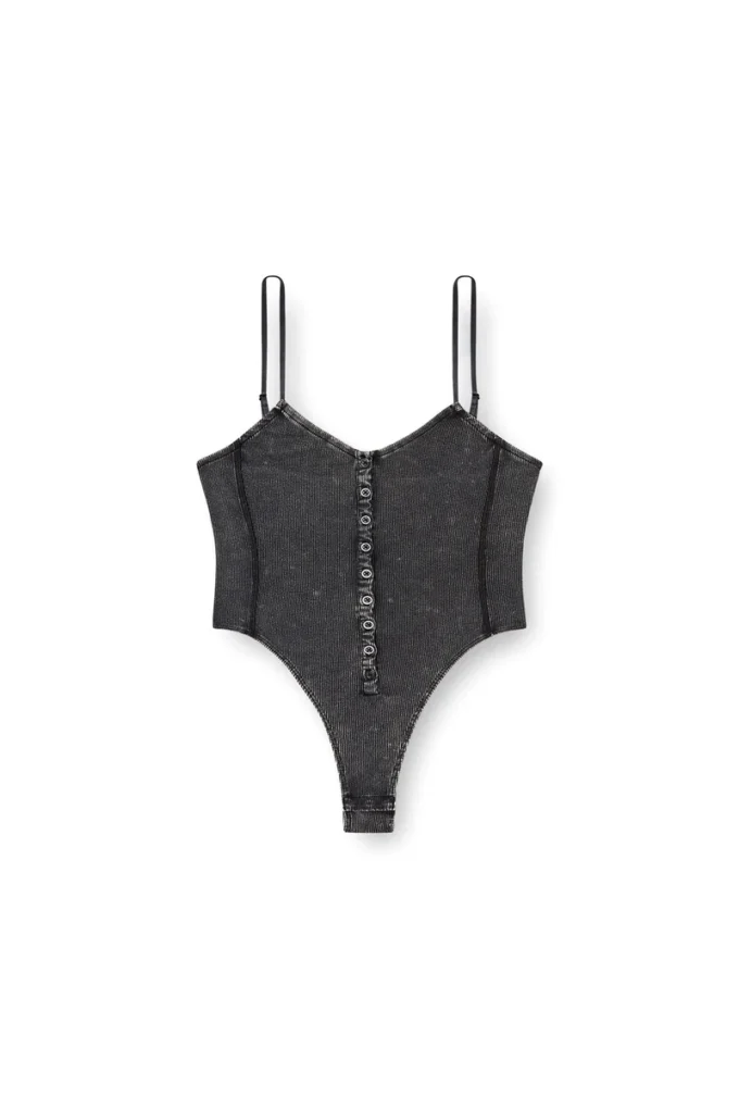 t-ley Stringbodysuit i marmorerad ribbad jersey t-ley Stringbodysuit i marmorerad ribbad jersey