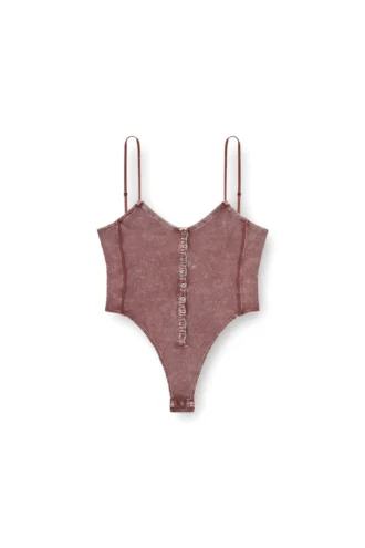 t-ley Stringbodysuit i marmorerad ribbad jersey