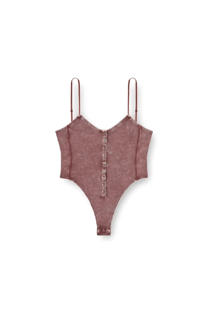 t-ley Stringbodysuit i marmorerad ribbad jersey t-ley Stringbodysuit i marmorerad ribbad jersey