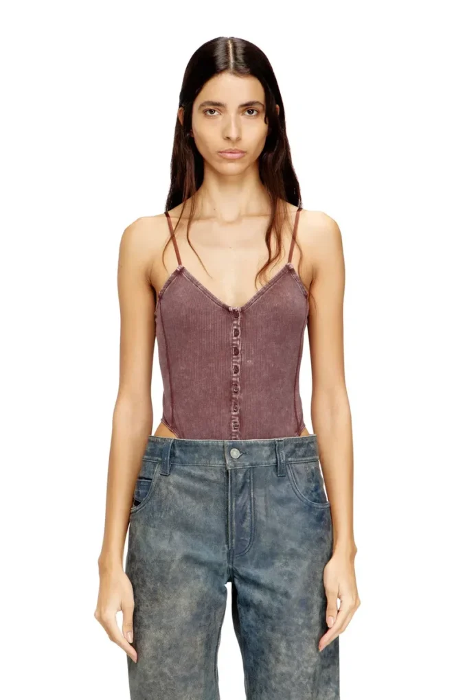 t-ley Stringbodysuit i marmorerad ribbad jersey t-ley Stringbodysuit i marmorerad ribbad jersey