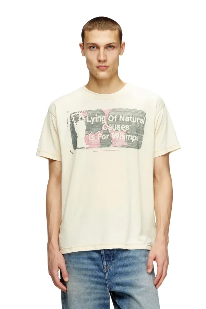 t-norm-t2 Slogan-T-shirt med burnout-tvätt