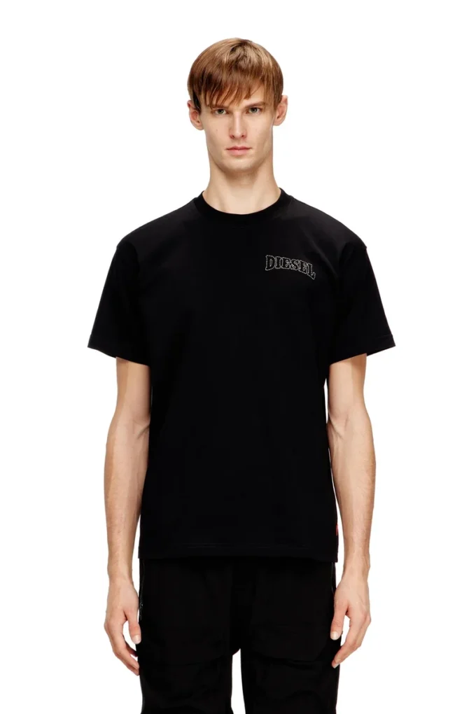 t-norm-v16 Vanlig bomullst-shirt med Diesel-broderi