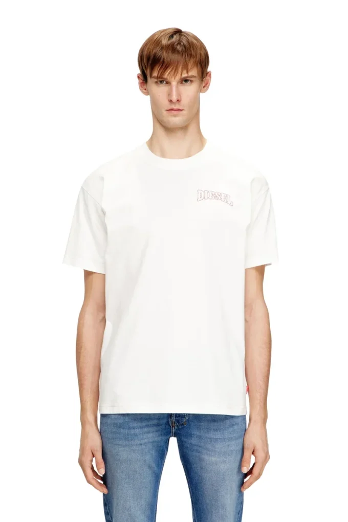 t-norm-v16 Vanlig bomullst-shirt med Diesel-broderi