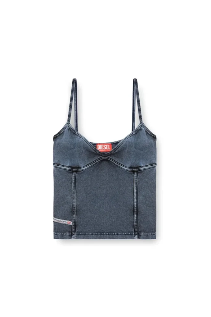 t-ony Top med spaghettiband i jersey med denimlook
