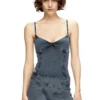 t-ony Top med spaghettiband i jersey med denimlook