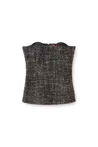 t-orset Bouclé-korsetttop med extremt djup urringning