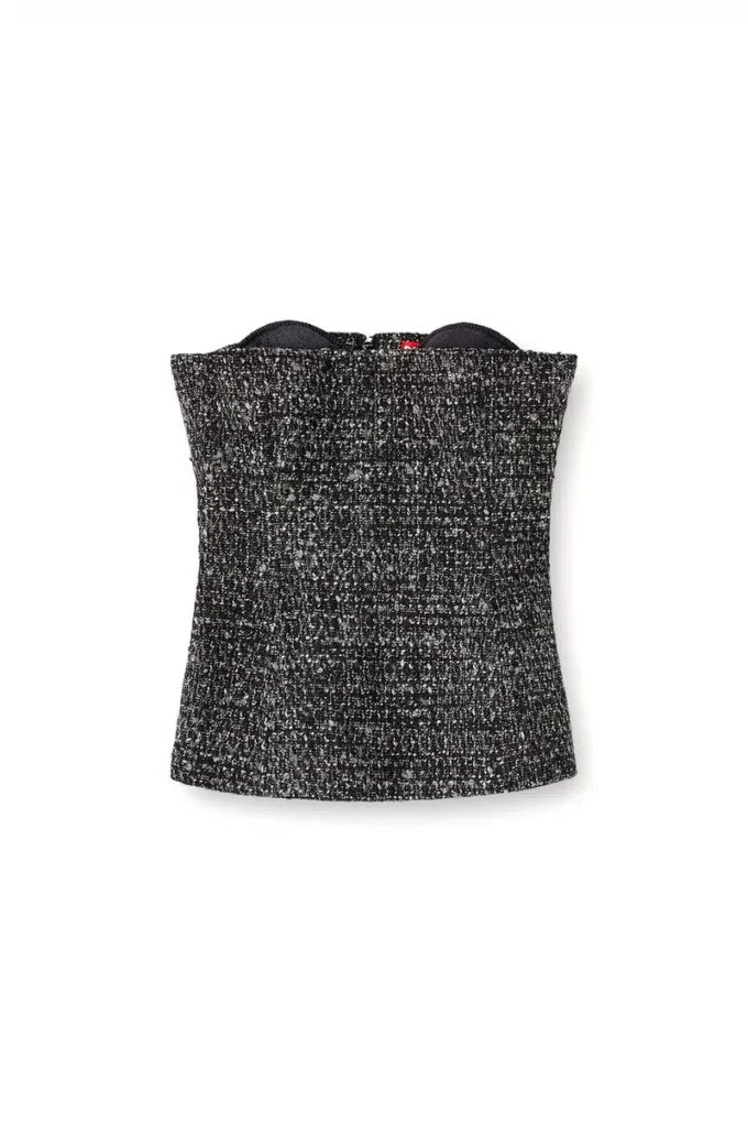t-orset Bouclé-korsetttop med extremt djup urringning