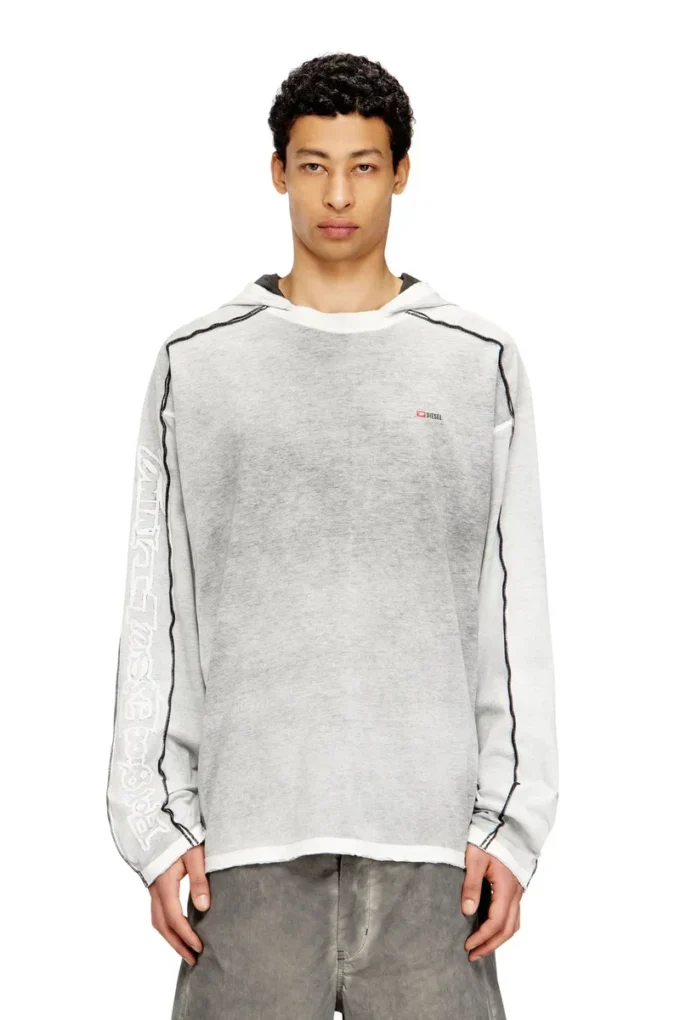 t-riven-ls-hood Hoodie i bomull med färgspray