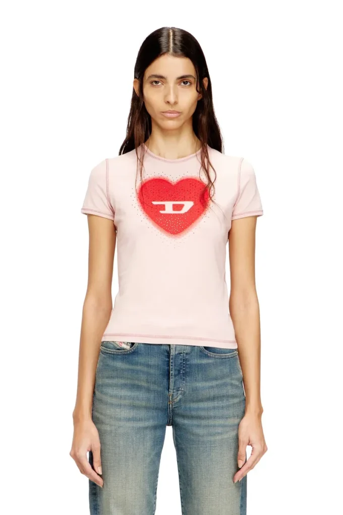 t-uncuties-long-s5 Slim T-shirt med hjärtmönster och nitar
