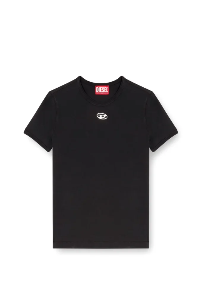 t-uncutieslong-od Slim fit-T-shirt med metalliskt Oval D