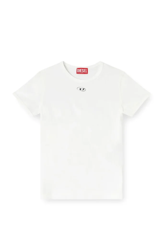 t-uncutieslong-od Slim fit-T-shirt med metalliskt Oval D