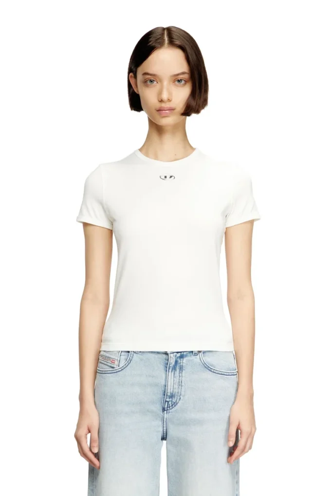 t-uncutieslong-od Slim fit-T-shirt med metalliskt Oval D
