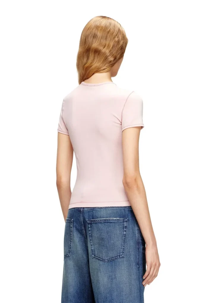 t-uncutieslong-od Slim fit-T-shirt med metalliskt Oval D