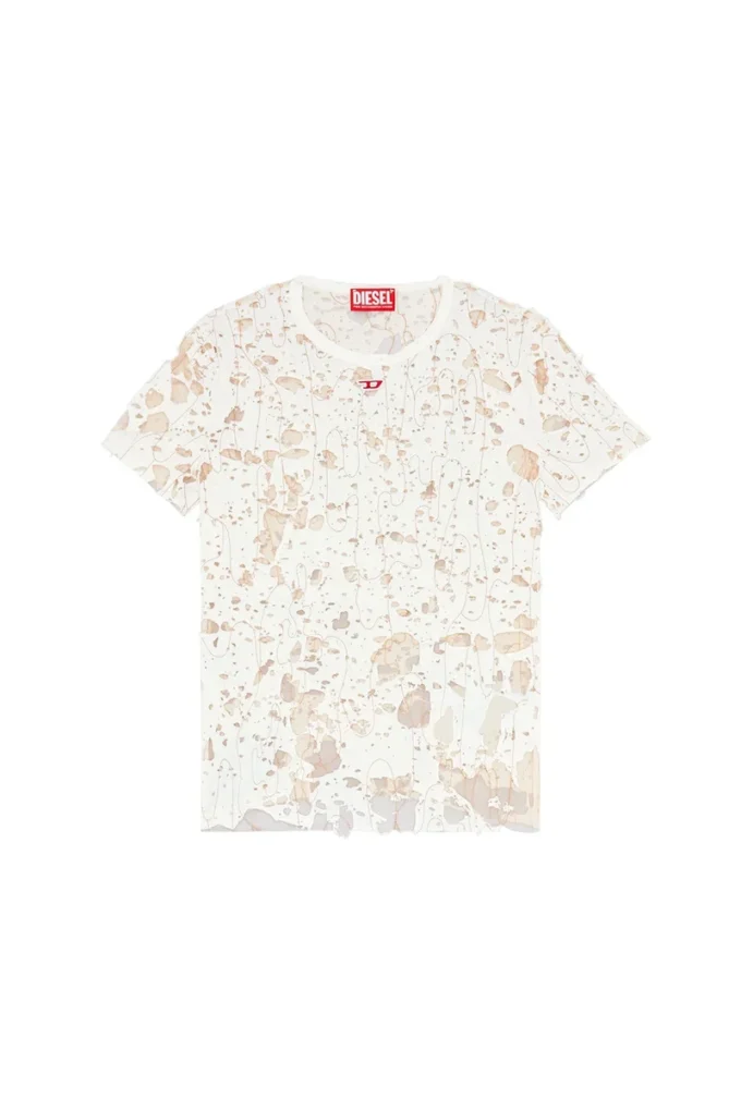 t-uncyna T-shirt i tyll med sliten jersey