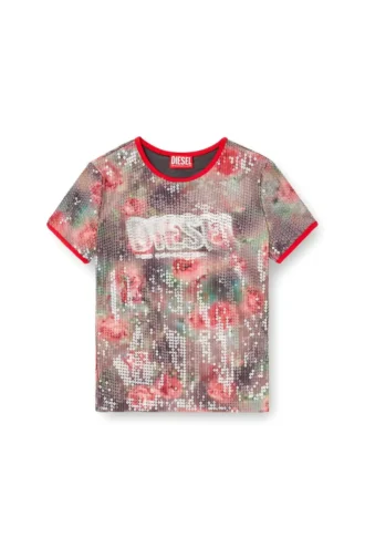 t-unkyel Skinny jersey-top med blommönster och paljetter
