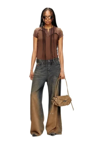 t-unrawy Henley-T-shirt med peel-off-effekt