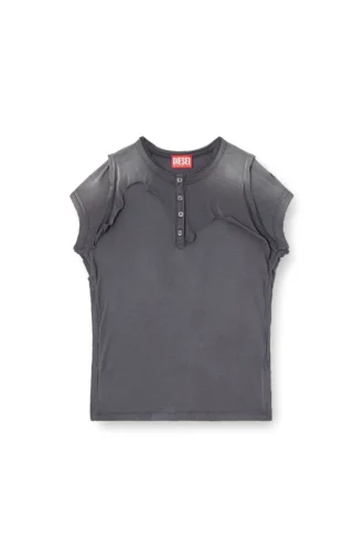 t-unrawy Henley-T-shirt med peel-off-effekt