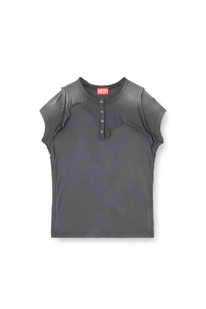 t-unrawy Henley-T-shirt med peel-off-effekt