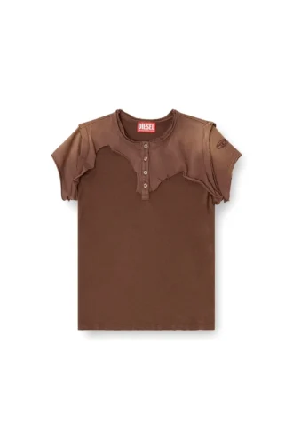 t-unrawy Henley-T-shirt med peel-off-effekt