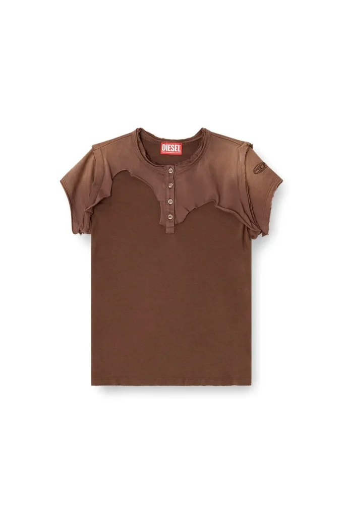 t-unrawy Henley-T-shirt med peel-off-effekt