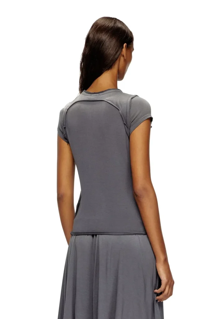 t-unrawy Henley-T-shirt med peel-off-effekt
