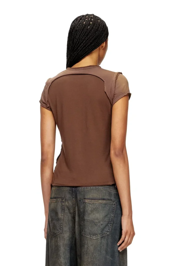 t-unrawy Henley-T-shirt med peel-off-effekt