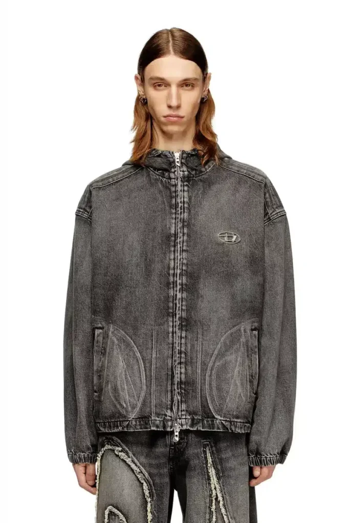 thugjack Huvtröja i blekt denim thugjack Huvtröja i blekt denim