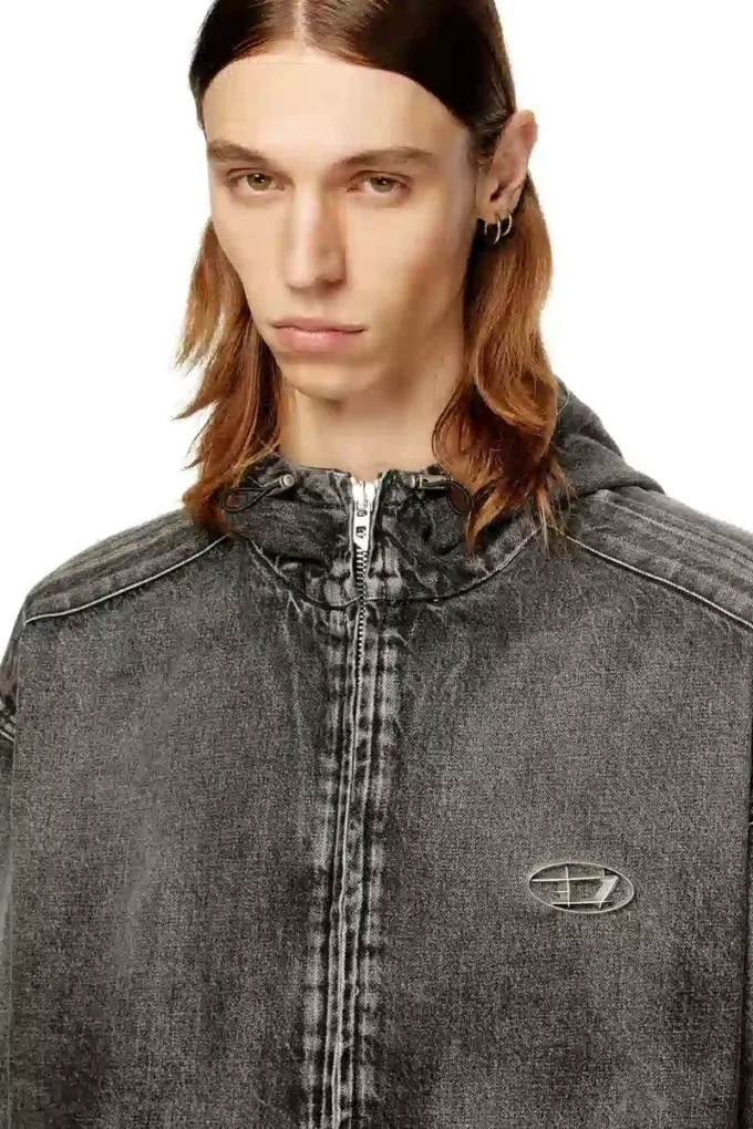 thugjack Huvtröja i blekt denim thugjack Huvtröja i blekt denim