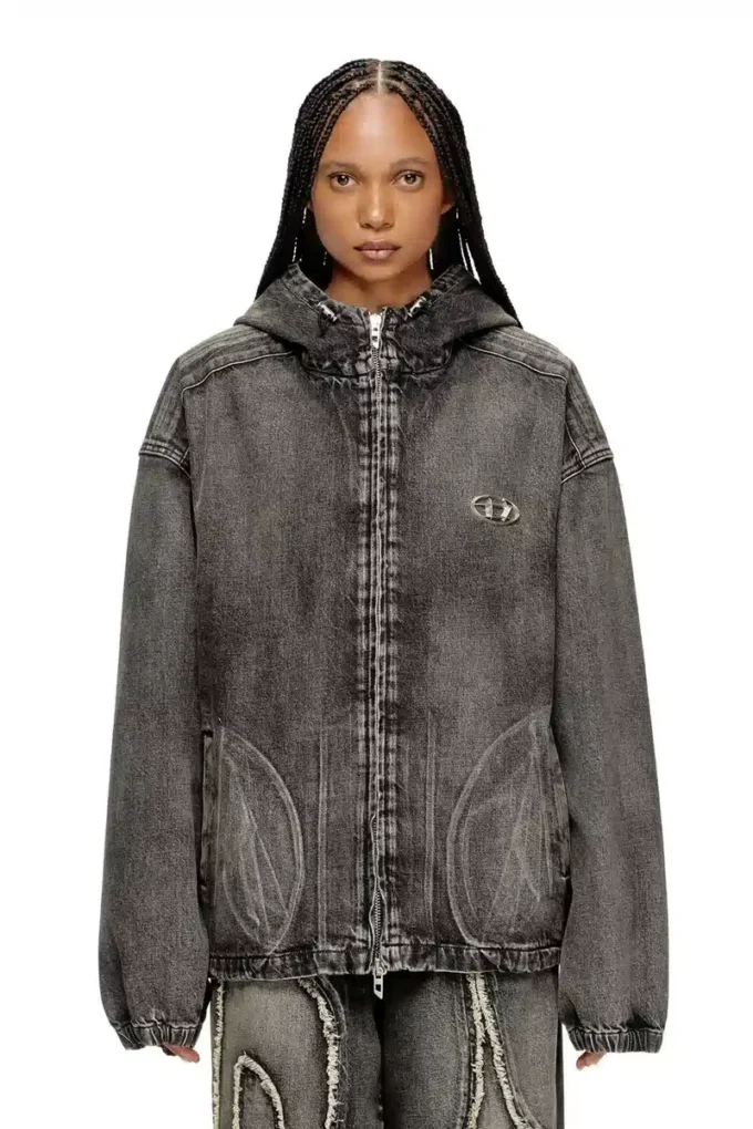 thugjack Huvtröja i blekt denim thugjack Huvtröja i blekt denim