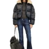 w-aves-fur Pufferjacka med huva i smutsig camouflage-denim w-aves-fur Pufferjacka med huva i smutsig camouflage-denim
