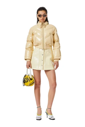 w-crema Quiltad bomberjacka i vinyl