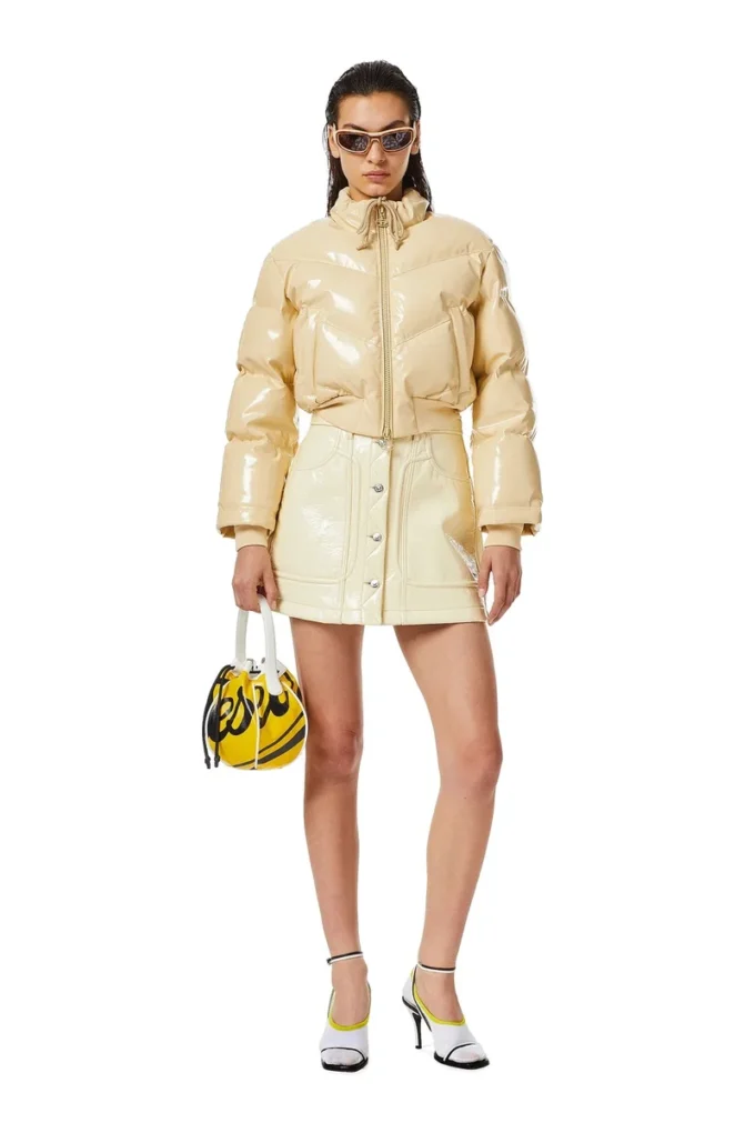 w-crema Quiltad bomberjacka i vinyl